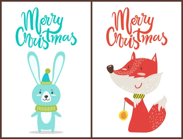 Merry Christmas felicitatie van schattige dieren — Stockvector