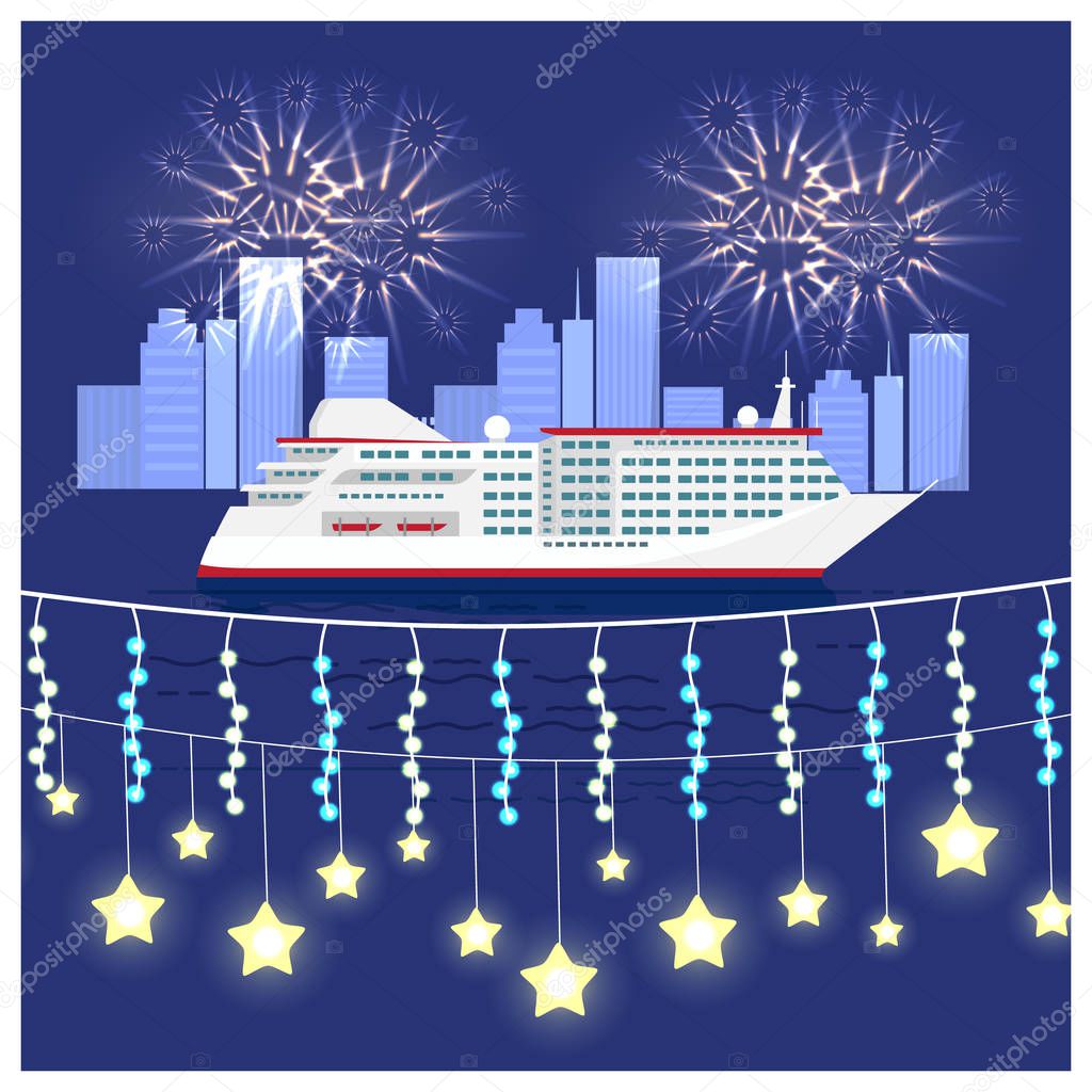 Festival on Cruise Liner Vector Illustration