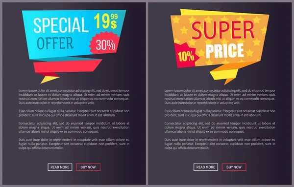 Offre spéciale Super Prix Advert Promo Autocollant Web — Image vectorielle