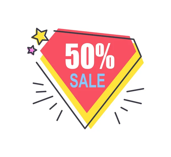 50 Off Price Diamond Sticker Abstract Discount — Stock Vector