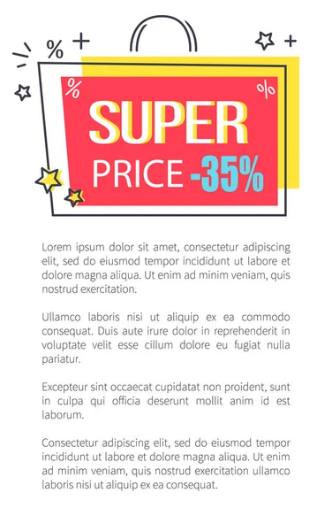 Super Price Promo poster with Shopping Bag Sticker — Stock Vector