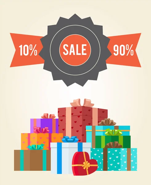 Vente de 10 à 90 Acheter Promo Label Coffrets cadeaux — Image vectorielle