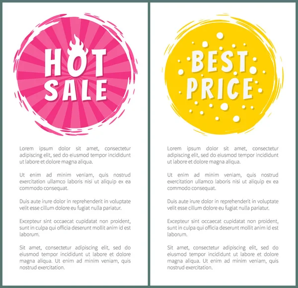 Venta caliente quemadura mejor precio elección conjunto etiqueta cartel — Archivo Imágenes Vectoriales