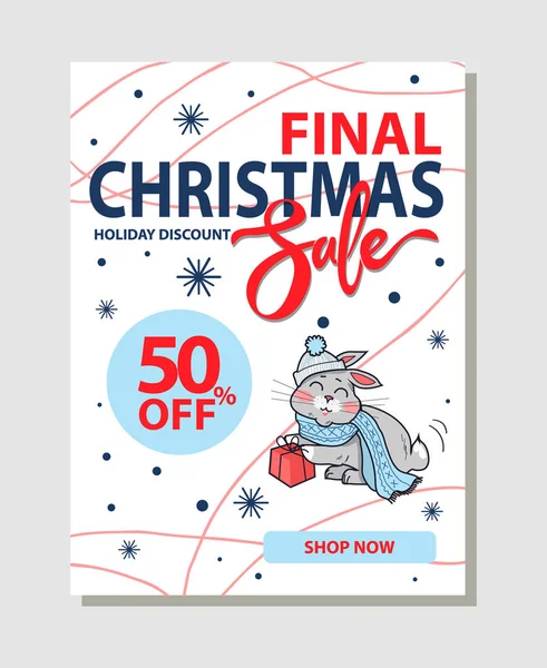 Kiermasz świąteczny końcowe 50 Off Promo Poster Shop teraz — Wektor stockowy