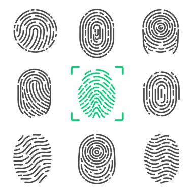 Vektör çizim üzerinde parmak izi topluluğu