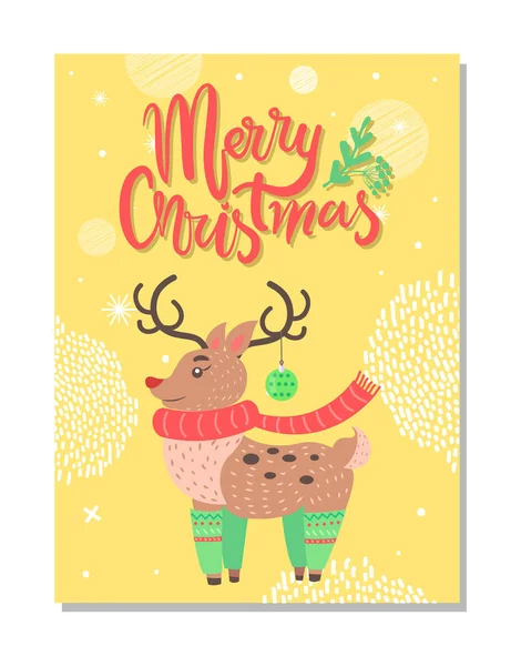 Καρτ ποστάλ Χριστούγεννα με χαριτωμένο ελάφια προφίλ — Διανυσματικό Αρχείο