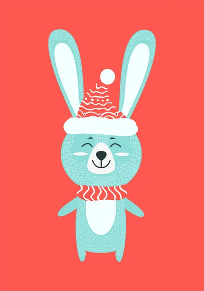 Hase mit warmer Strickkleidung Vektor Illustration — Stockvektor