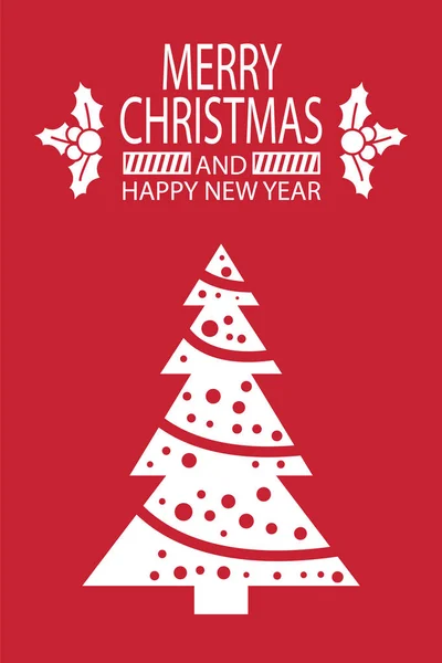 Buon Natale Felice anno nuovo Cartolina con albero — Vettoriale Stock