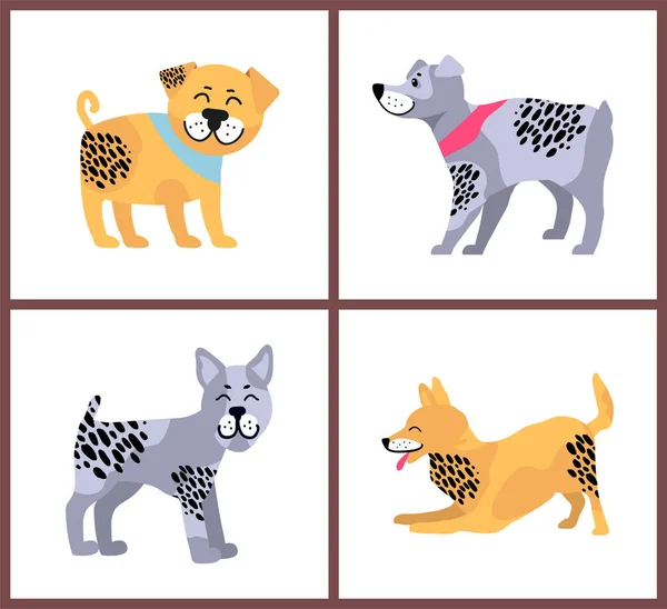 Happy Dogs Icons Collection on Vector Illustration — Stock Vector