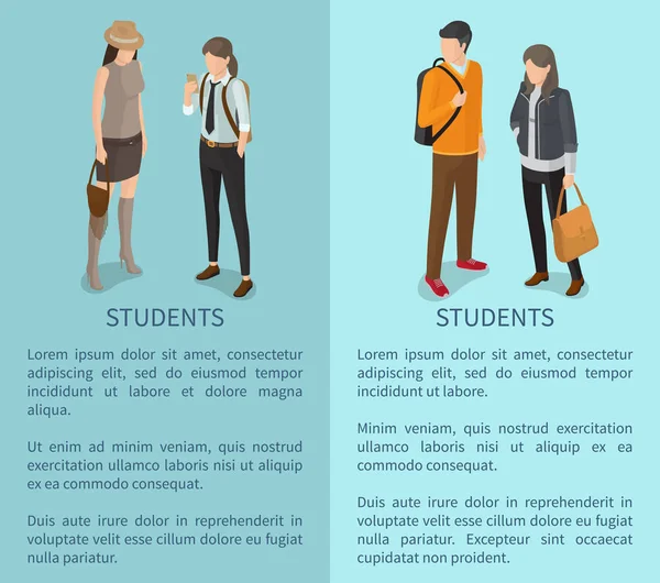 Étudiants Collection d'affiches représentant des adultes — Image vectorielle