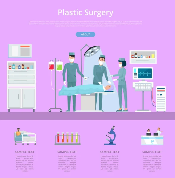 Πλαστική χειρουργική Περιγραφή εικονογράφηση διάνυσμα — Διανυσματικό Αρχείο
