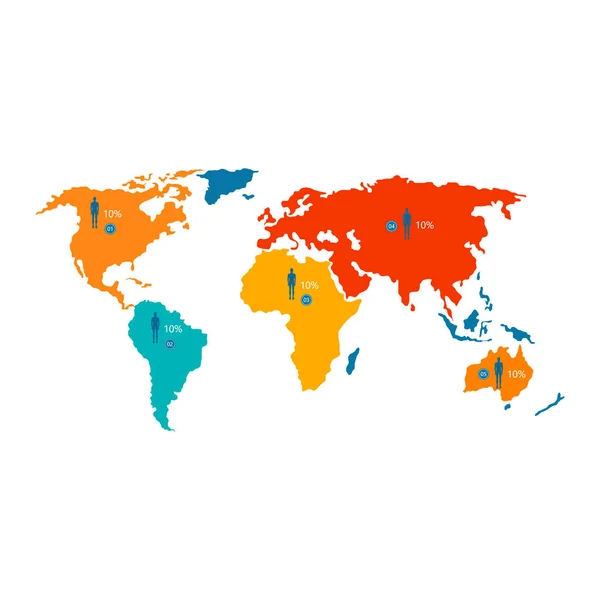 Mapa Mundial com Dados Estatísticos sobre População —  Vetores de Stock