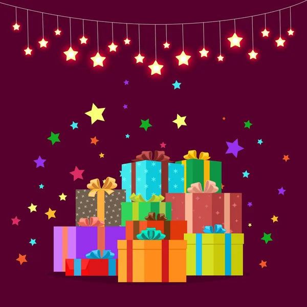 Presentes de Natal Caixas festivas Ilustração vetorial — Vetor de Stock