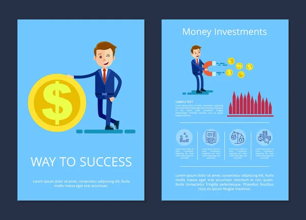 投資のベクトル図と成功への方法 — ストックベクタ