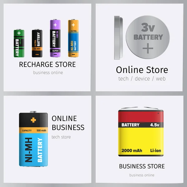 Recharge Online Business Store Elements Banner Set — Stock Vector