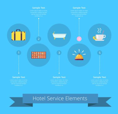 Otel Servisi elemanları simgeler vektör çizim