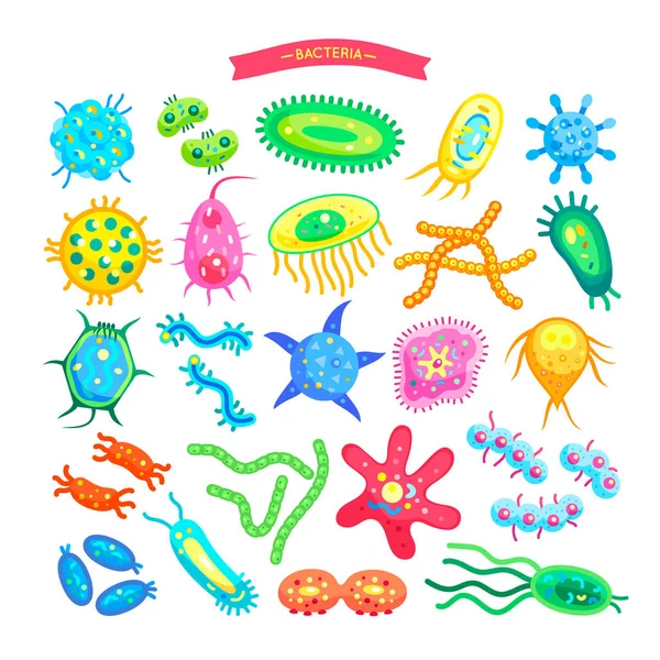 Bacteriën collectie iconen vectorillustratie — Stockvector