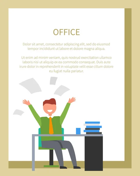 Trabajador de oficina Empresario en el trabajo Vector Happy Man — Vector de stock