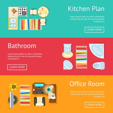 Mutfak Plan ve banyo vektör çizim