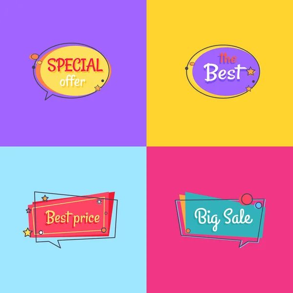 The Best Special Offer Price Sale Set of Posters — Stock Vector