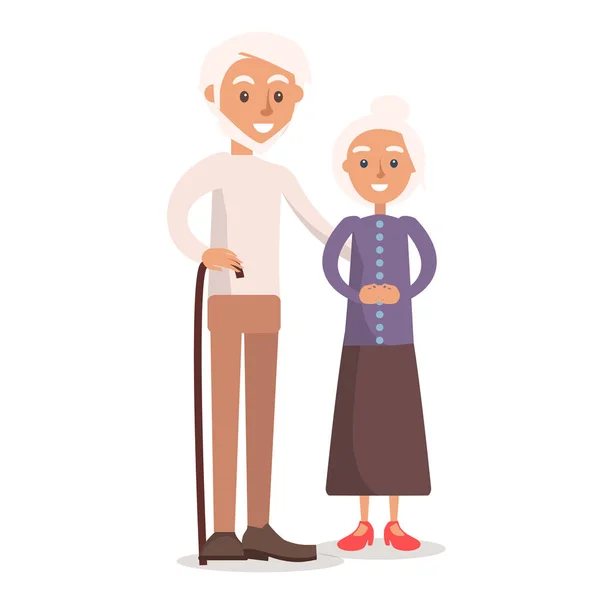 Velha Avó e Avô com Cabelo Branco —  Vetores de Stock