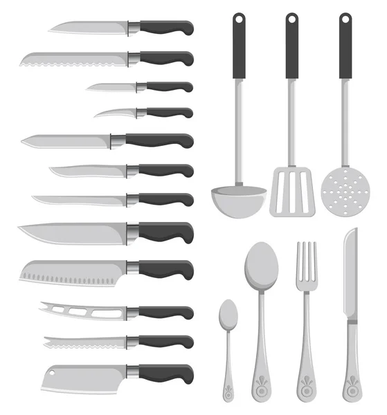 Illustration vectorielle d'icône d'ustensiles de cuisine en métal brillant — Image vectorielle