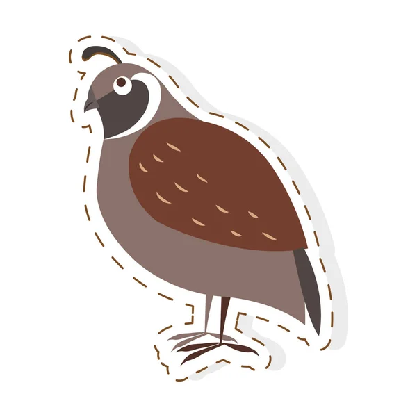 Cute Partridge Bird Cartoon Flat Vector Sticker — Stock Vector