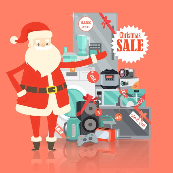 Gran venta de Navidad de Santa Claus en el almacén — Archivo Imágenes Vectoriales