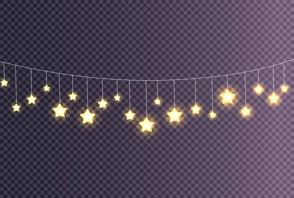 Guirnalda hecha de estrellas brillantes grandes y pequeñas — Vector de stock