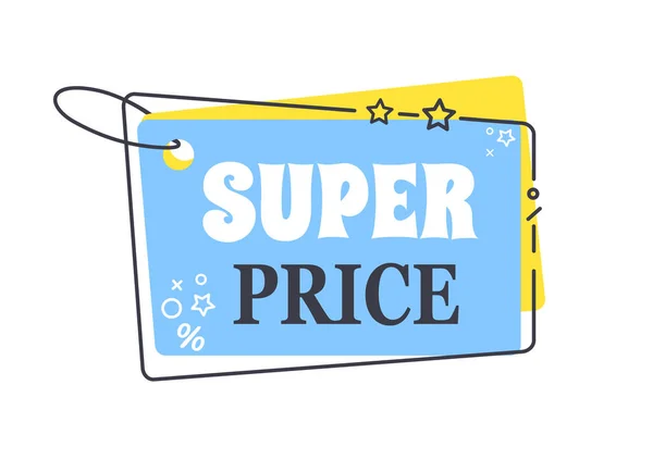 Super Price Promo Sticker in Square Shape Frame — Stock Vector