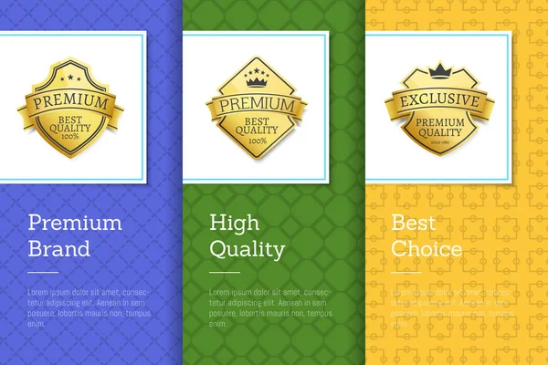 Carteles Premium Brand High Quality Best Choice Set — Vector de stock