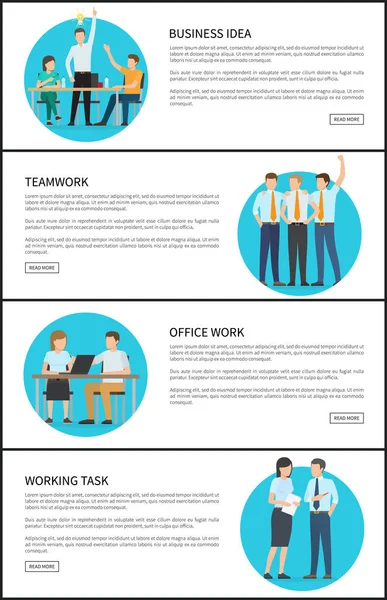 Business Idea Office Teamwork Vector Illustration — Stock Vector