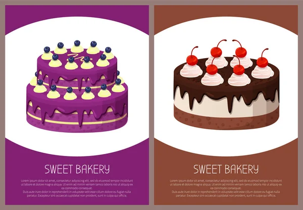 Torten Vielfalt Seite Online-Shop Vektor Illustration — Stockvektor