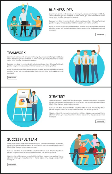 Drie succesvolle Team Posters Vector Illustratie — Stockvector