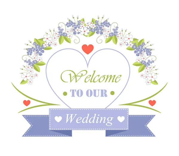 Benvenuti al nostro manifesto di invito festivo di nozze — Vettoriale Stock