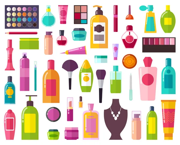 Moyens de beauté et collection de cosmétiques décoratifs — Image vectorielle