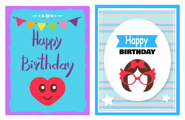 Happy Birthday Card Collection Illustration vectorielle — Image vectorielle