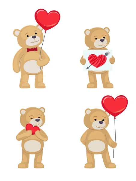 Eu te amo e me Teddy Bears Vector —  Vetores de Stock