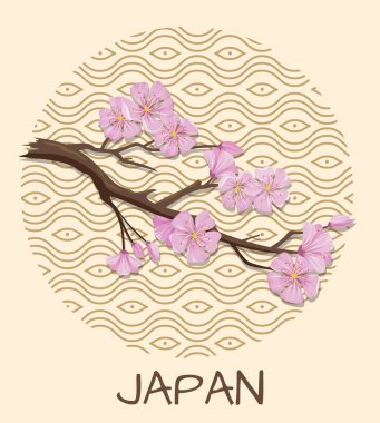 Japonya Promo Poster Sakura Şubeler ve desen ile