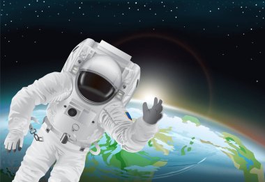 Astronot ve dünya Poster vektör çizim