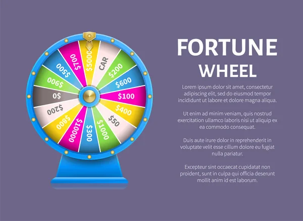 Cartel de la rueda de la fortuna, lugar para texto completo — Vector de stock