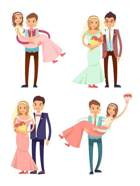 Colección de parejas casadas Vector Ilustración — Vector de stock