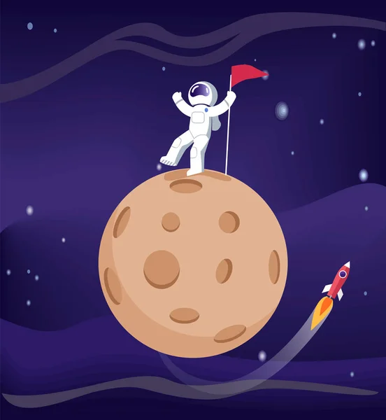 Mercury ve astronot Poster vektör çizim — Stok Vektör