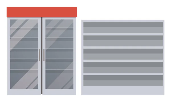 Kühlschrank und Regale leer, Vektor-Illustration — Stockvektor