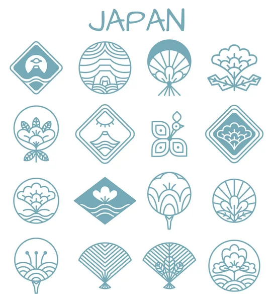 Japán ikonok szokatlan Florisztikai mintázatú — Stock Vector