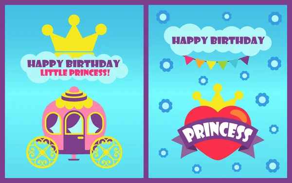 Χαρούμενα γενέθλια μικρή πριγκίπισσα διανυσματικά εικονογράφηση — Διανυσματικό Αρχείο