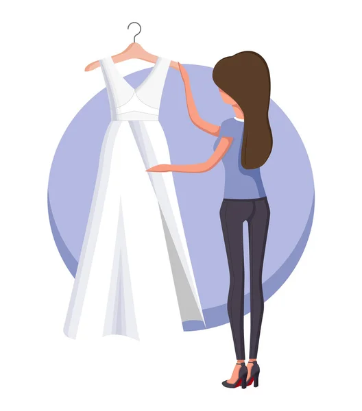 Kadın ve düğün elbise Poster vektör çizim — Stok Vektör