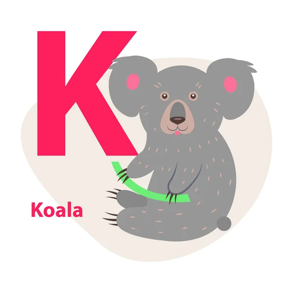 Zoo abc Brief mit niedlichen Koala-Cartoon-Vektor — Stockvektor