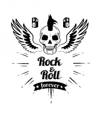 Rock n roll sonsuza dek kafatası vektör çizim