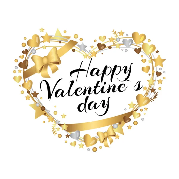 Happy Valentines Day Affiche Inscription dans les cœurs — Image vectorielle